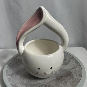 Teleflora Ceramic Bunny Basket Planter Easter Rabbit Floral Pot